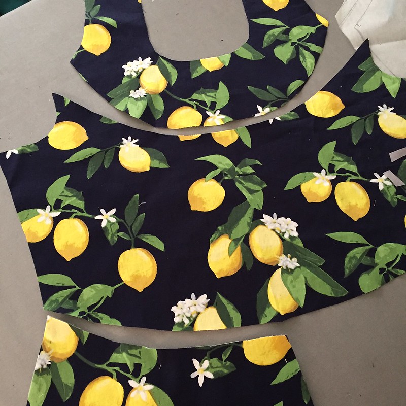 Lemon dress front bodice pieces