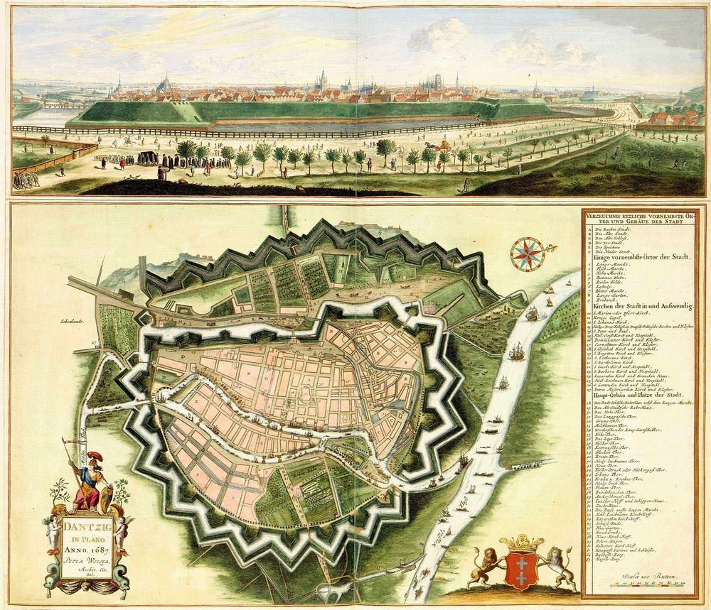 Map of Danzig published in 1687