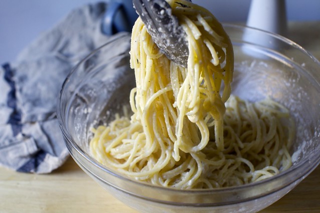 toss and loosen with pasta cooking water