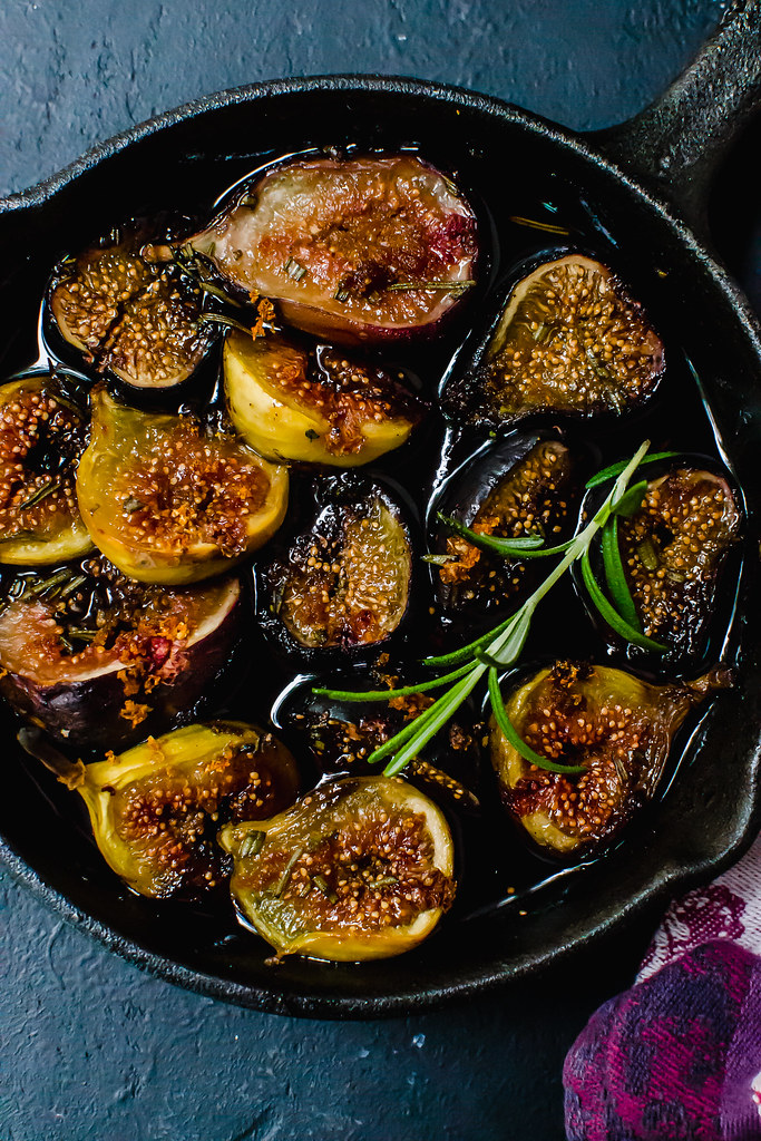 Red Wine Roasted Figs, Baked in Cast Iron with Rosemary