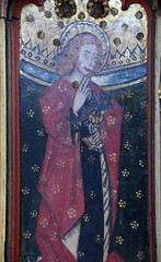 St John with a poisoned chalice (rood screen, 15th Century, restored)