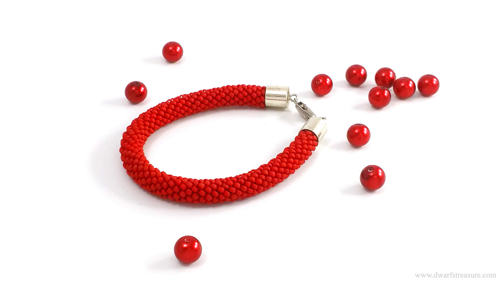 Amazing custom made red beaded crochet bracelet