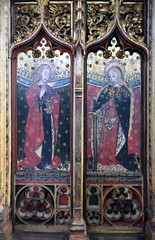 St John and St Catherine (rood screen, 15th Century, restored)
