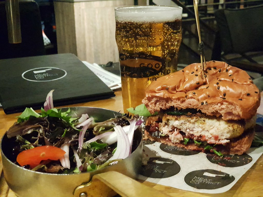 Australian Crocodile Burger AUD$18, Salad AUD$5 & Pure Blonde low carb Larger 457ml AUD$11.50 @ Meat District Co. at Lime Street in Sydney Australia