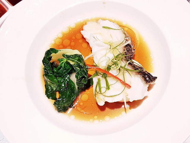 Steamed Marble Goby Soon Hock Fish Served With Bean Curd And Seasonal Greens