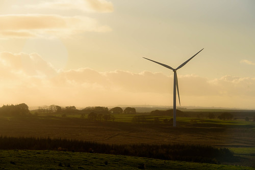 wind turbine energy scotland sunset rural westlothian