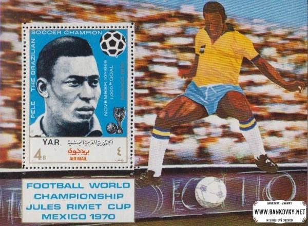 Známky Jemen (YAR) 1970 Futbal MS 70, nerazítkovaný hárček