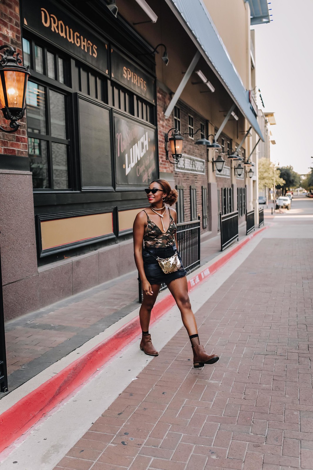 how to style a camo bodysuit, candace hampton