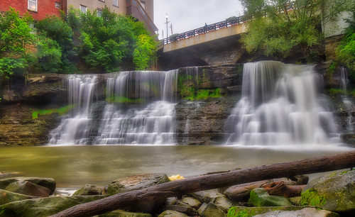 chagrinfalls chagrinriver hdr nikon nikond5300 ohio outdoor bridge buildings clouds geotagged log longexposure river rock rocks sky tree trees water waterfall unitedstates