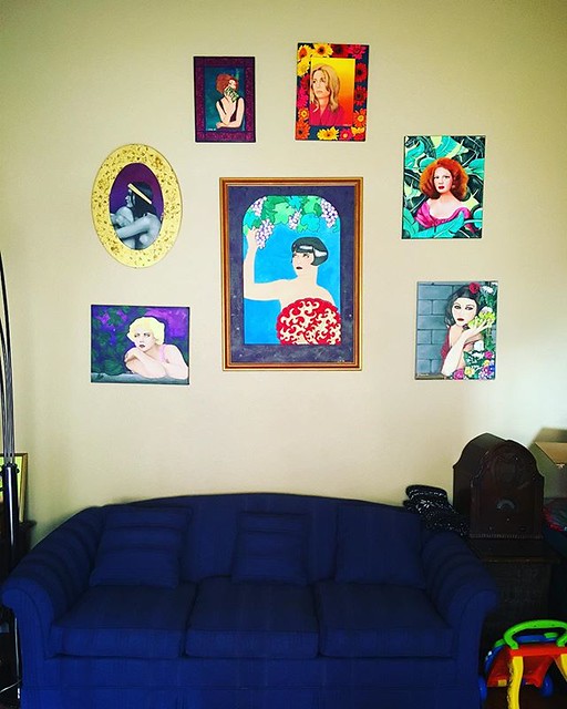 The wall ‘o’ portraits in our parlor. At least two are still for sale—Arleen and Sharon.