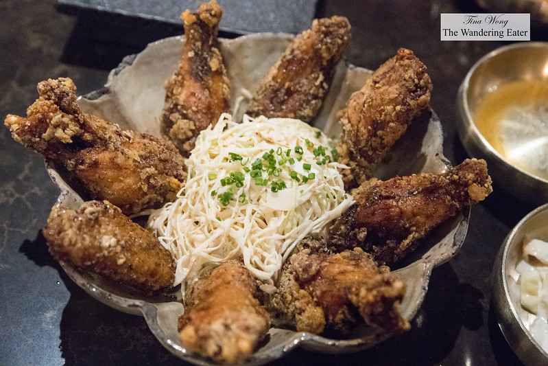 Dak Nalgae Twigim - Marinated fried chicken wings with soy and garlic sauce