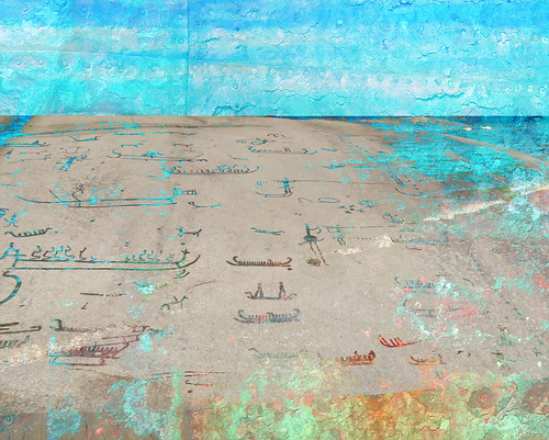 Kanderenden Beach with copper verdigris and petroglyphs from Scandinavia