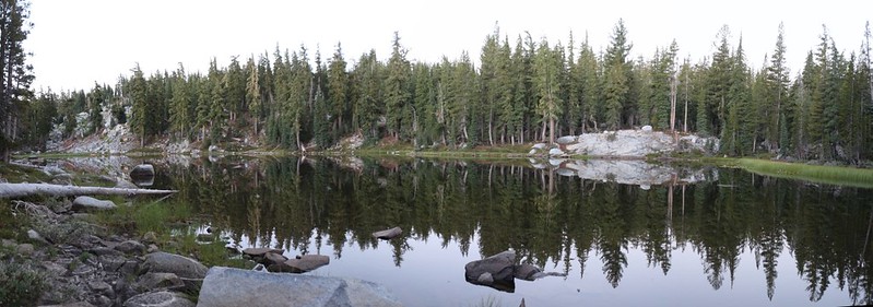 Dawn reflections on Lake Margery - today would be the last day of our ten-day trek in the wilderness