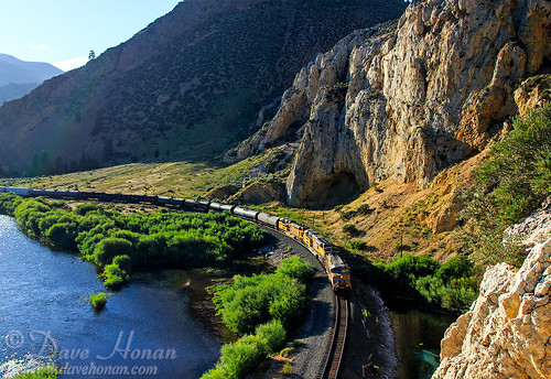 unionpacific railroad train montana big hole river maiden rock canyon cliff rocks
