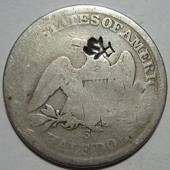1860-S Half Dollar with GWD counterstamp and chopmarks reverse