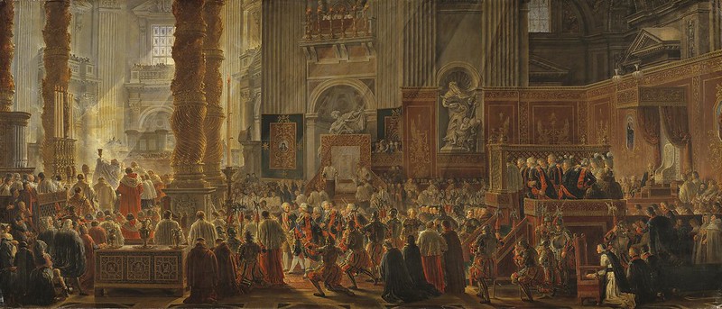 Jean Louis Desprez - Gustav III bevistar julmässan i Peterskyrkan i Rom, 1783
