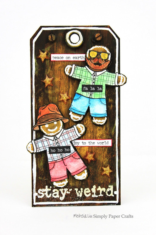 Meihsia Liu Simply Paper Crafts mixed media tag Gingerbread Man Simon Says Stamp STAMPtember