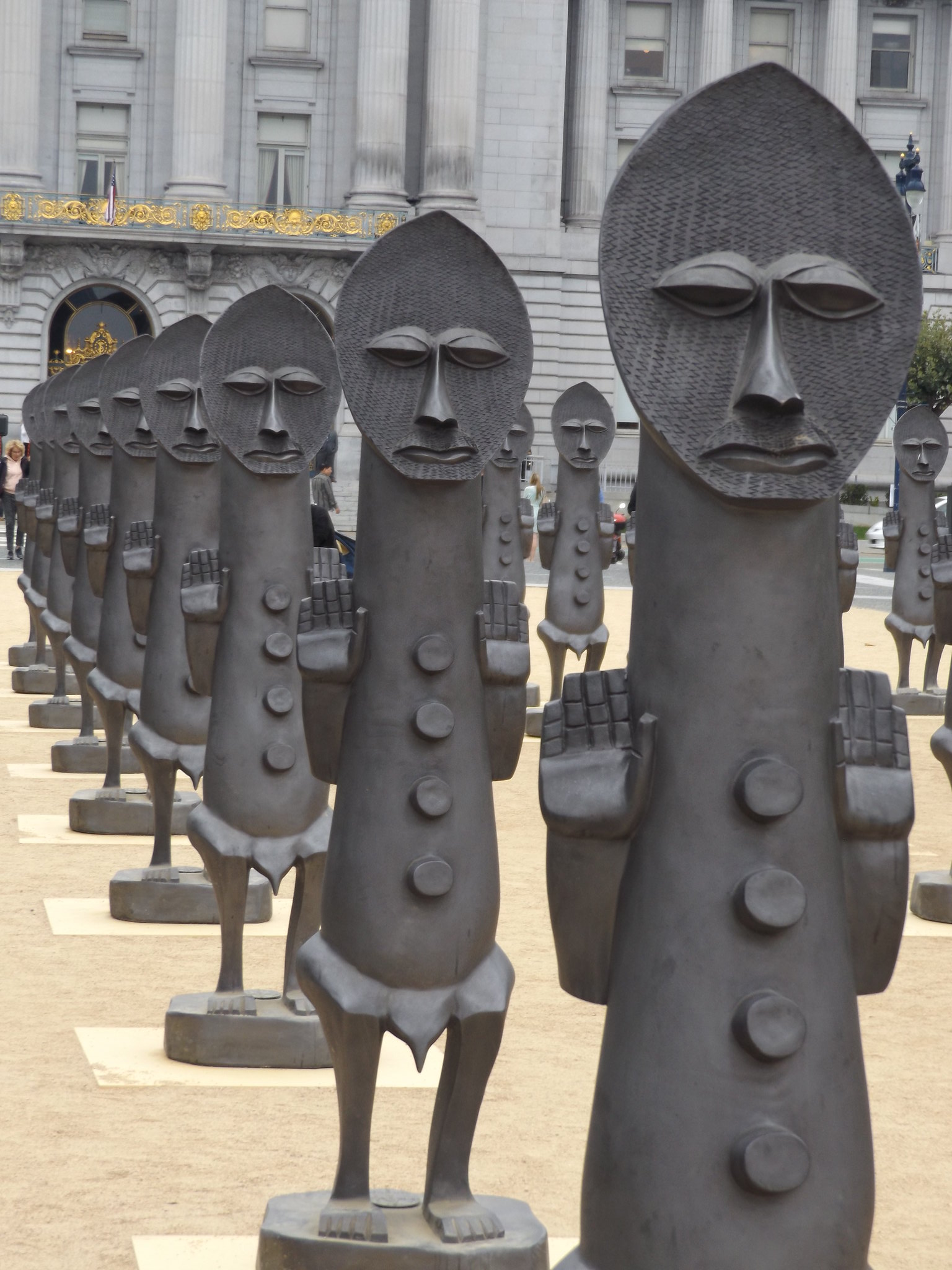 Sculptures in Civic Center Plaza, San Francisco, California, USA, 6 September 2018