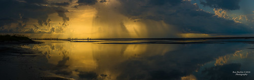 united states charleston sc isle palms private beach flooded storm beautiful fierce sunrise mirror reflection water standing sunny cloudy glow rain island moody dark thunder lightning sun light yellow blue black clouds shore panorama panoramic usa astoundingimage bestcapturesaoi aoi elitegalleryaoi