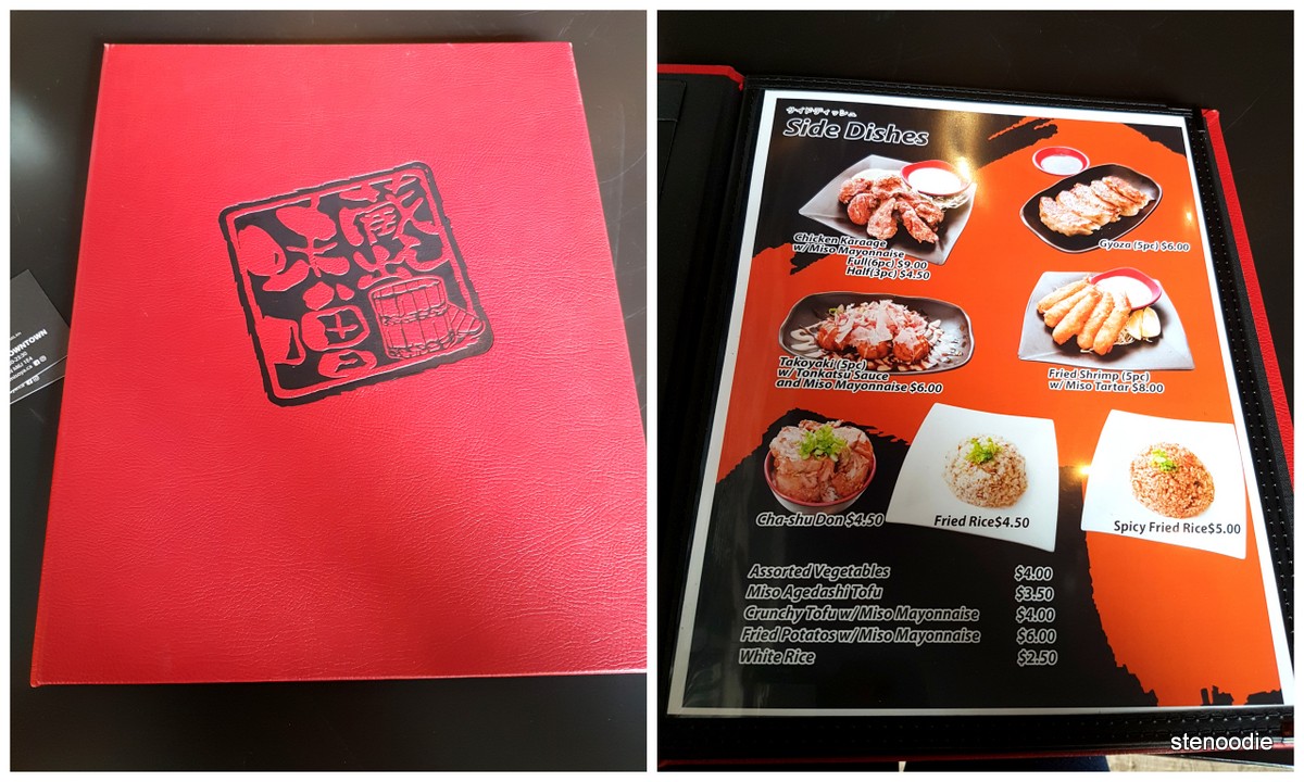 Ramen Misoya Toronto menu and prices