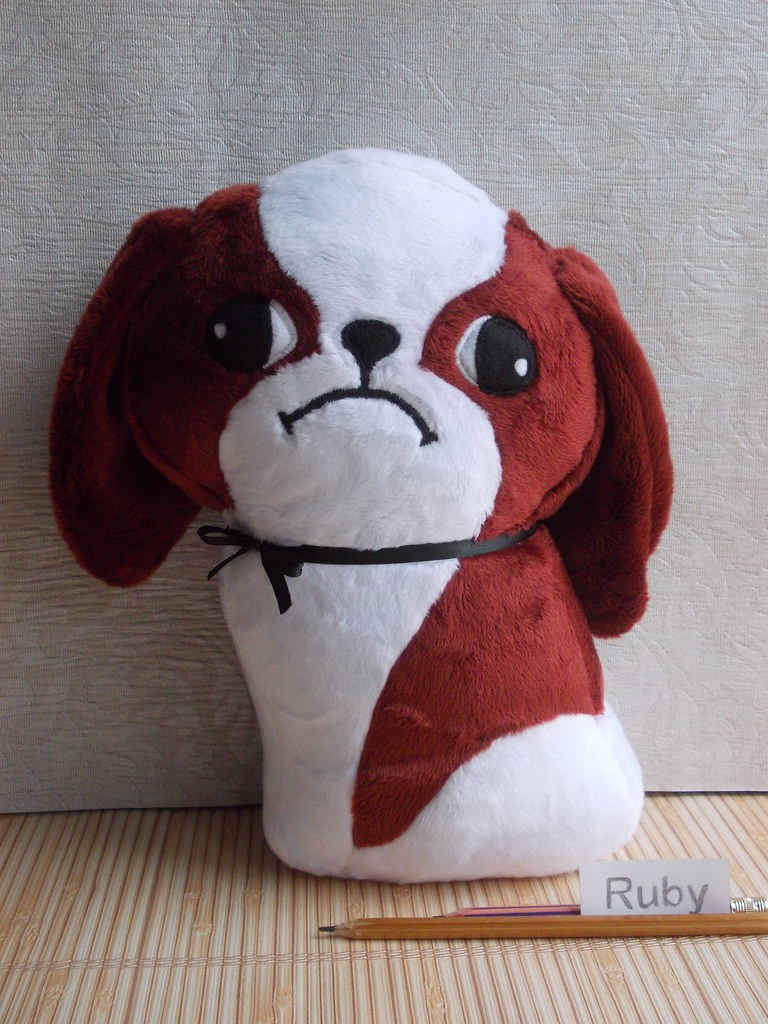 red and white japanese chin short plush stuffed animal Ruby_5