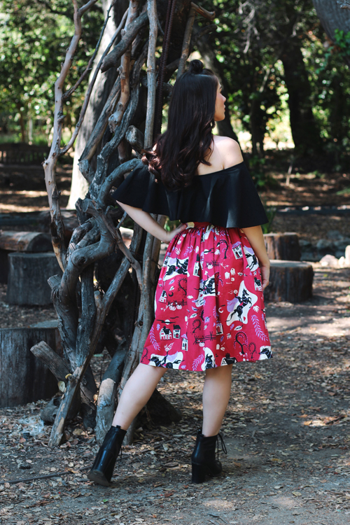 Kitschy Witch Designs Sleepy Hollow Print-Spellbound Skirt