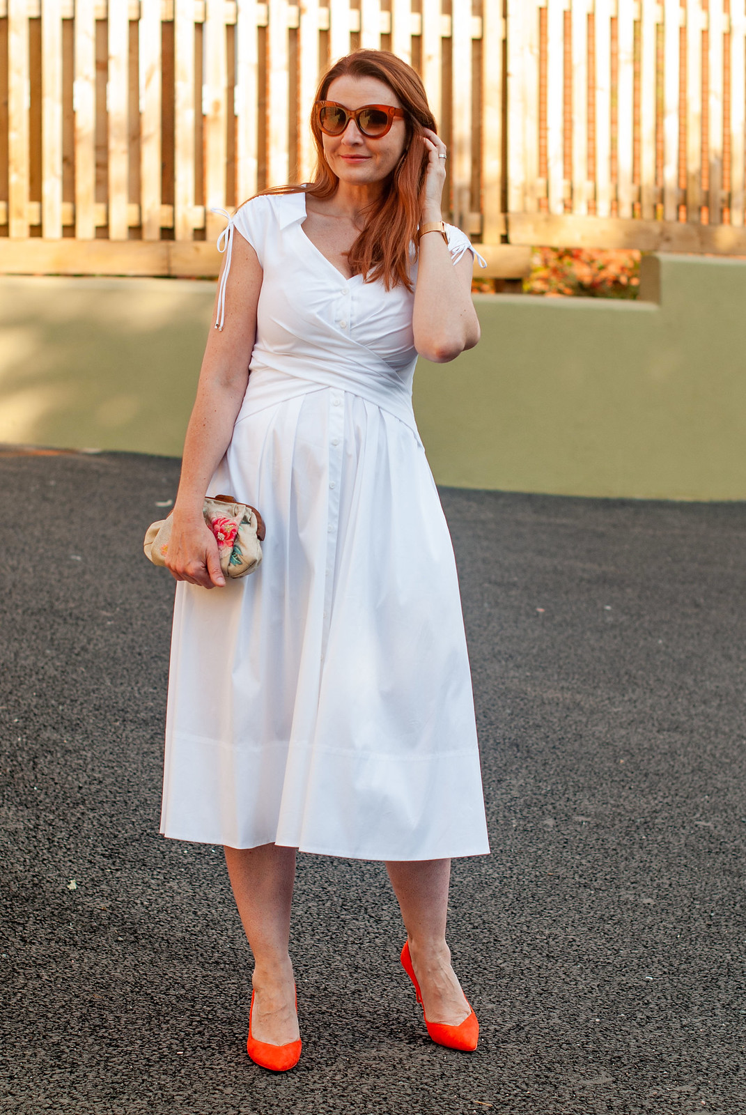 Channelling Marilyn Monroe in a White 1950s Style Dress With Orange Heels | Not Dressed As Lamb, over 40 style, over 40 fashion