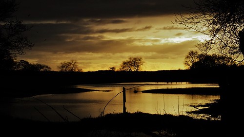 golden skies dark dusk flooded feild sunset bramhope west yorkshire
