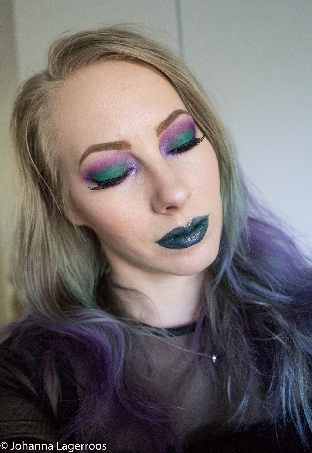 purple and green makeup