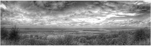monochrome mono bw alkborough flats floodland fields wildlife trent humber ouse rivers confluence lincolnshire northlincolnshire northlincs nlincs trees panoramic pano horizon sky skywatching clouds cloudscape