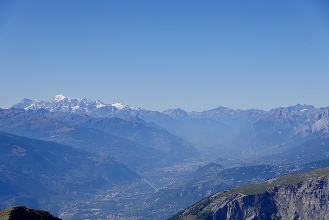 Looking west down the Rhône Valley to Mont Blanc
