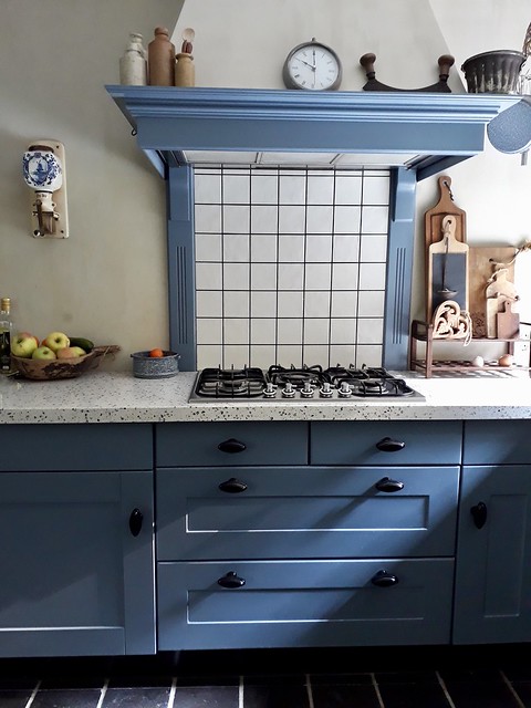 Blauwe keuken landelijke stijl