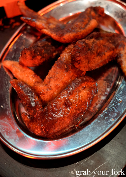 Tebasaki pepper soy sauce fried chicken wings at Bang Bang Japanese Izakaya Bar in Steam Mill and Darling Square Sydney
