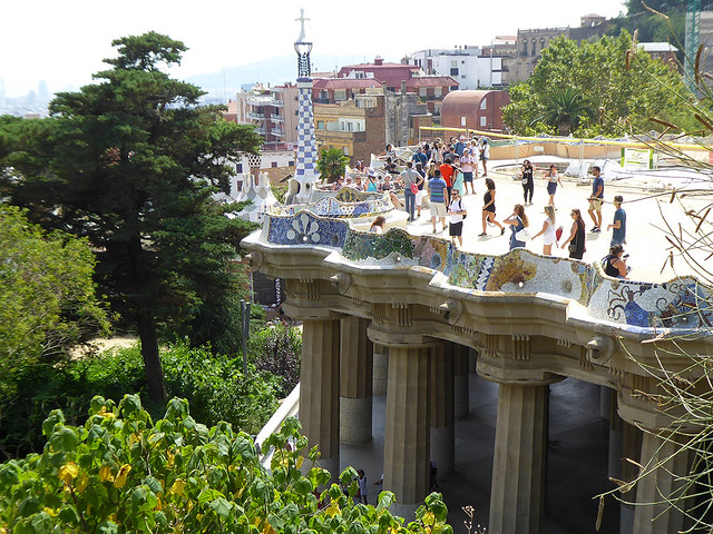 viewing platform at Park Güell overlooking Barcelona city