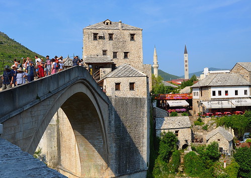 bridge mostar view nikon herzegovina trip summer history people bosnia tower mosque church building