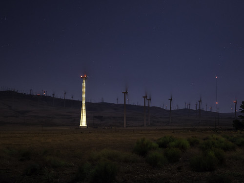monolith landscape night windfarms