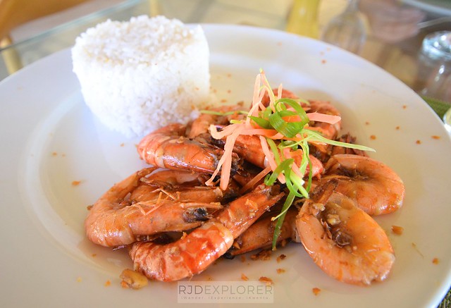 solina beach and nature resort shrimp rice meal