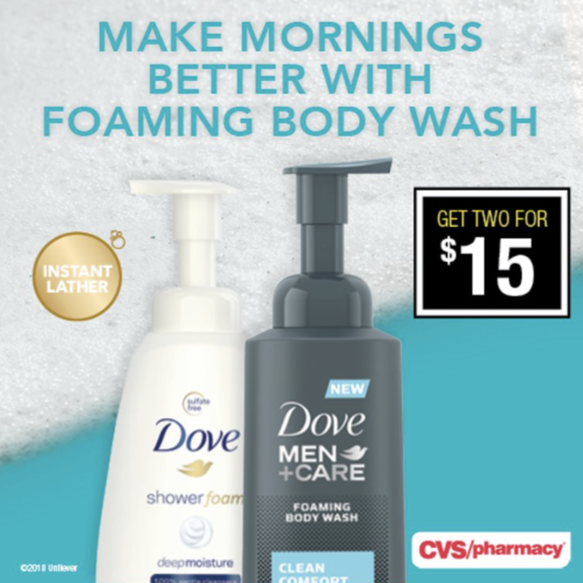 dove shower foam special at cvs