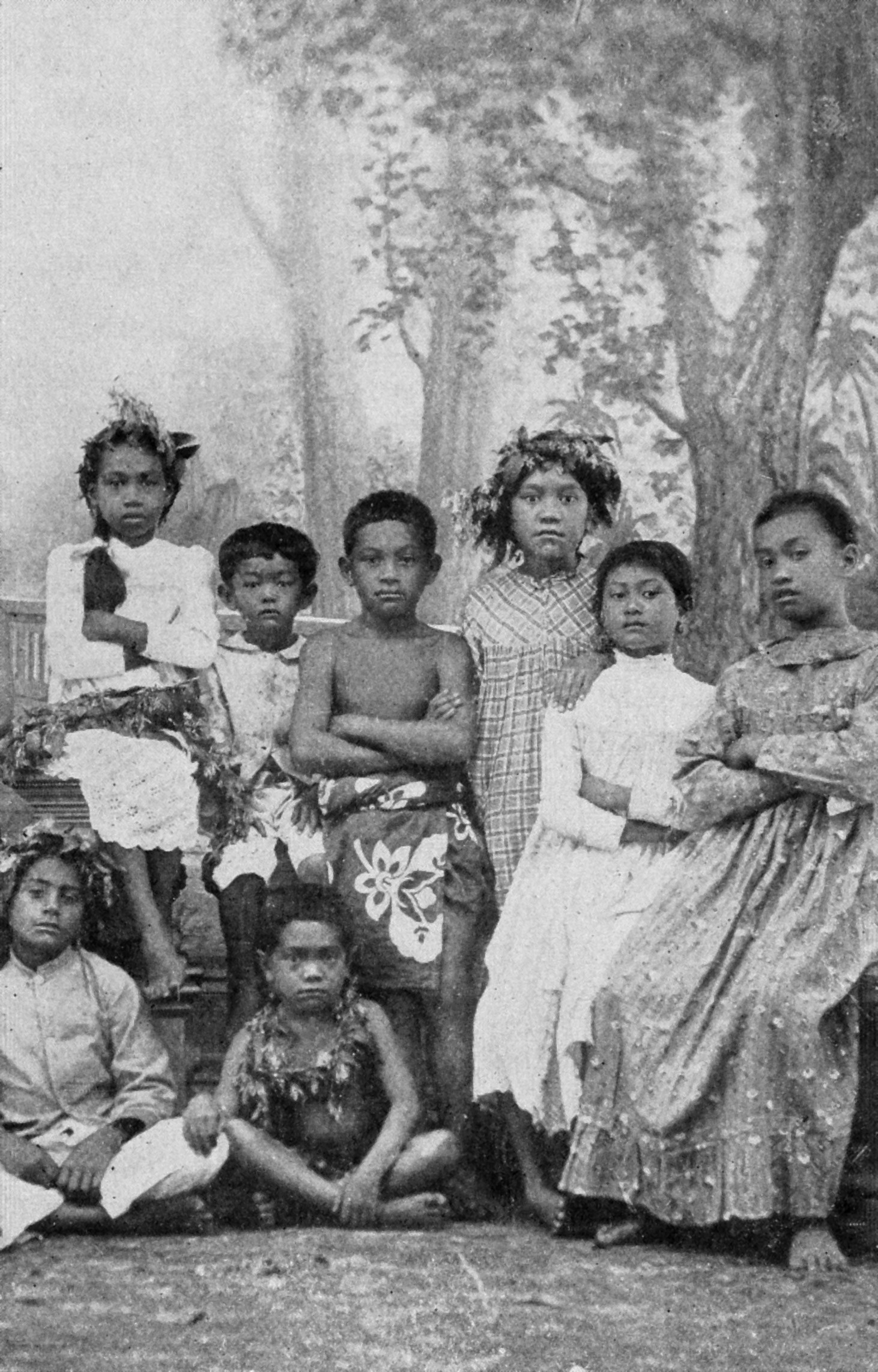 Group of Tahitian schoolchildren, circa 1906.