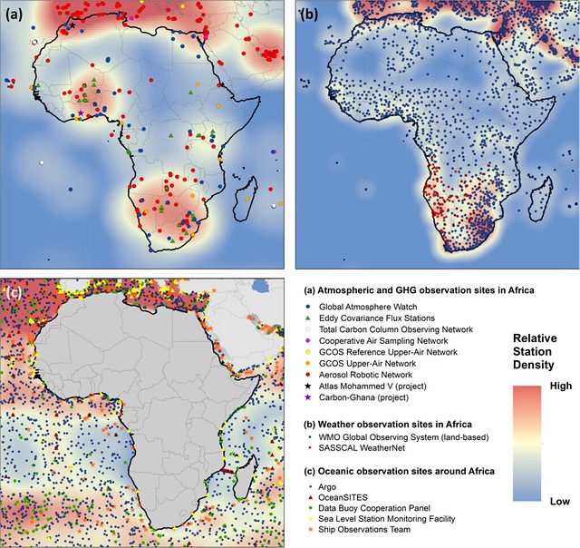 Observational stations for atmospheric and GHG observations in Africa -WMO OSCAR tool