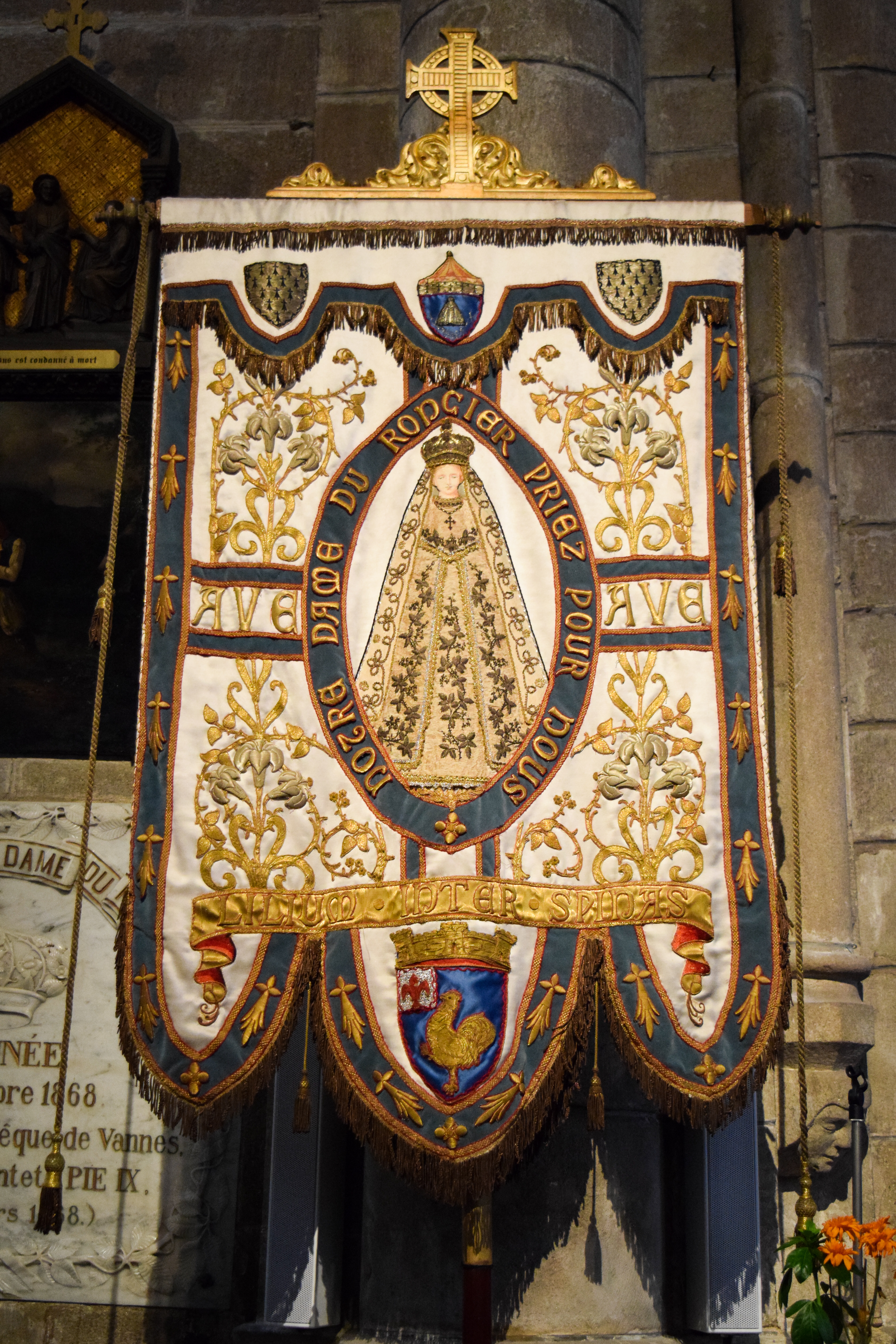Embroidery in the church in Josselin, Brittany