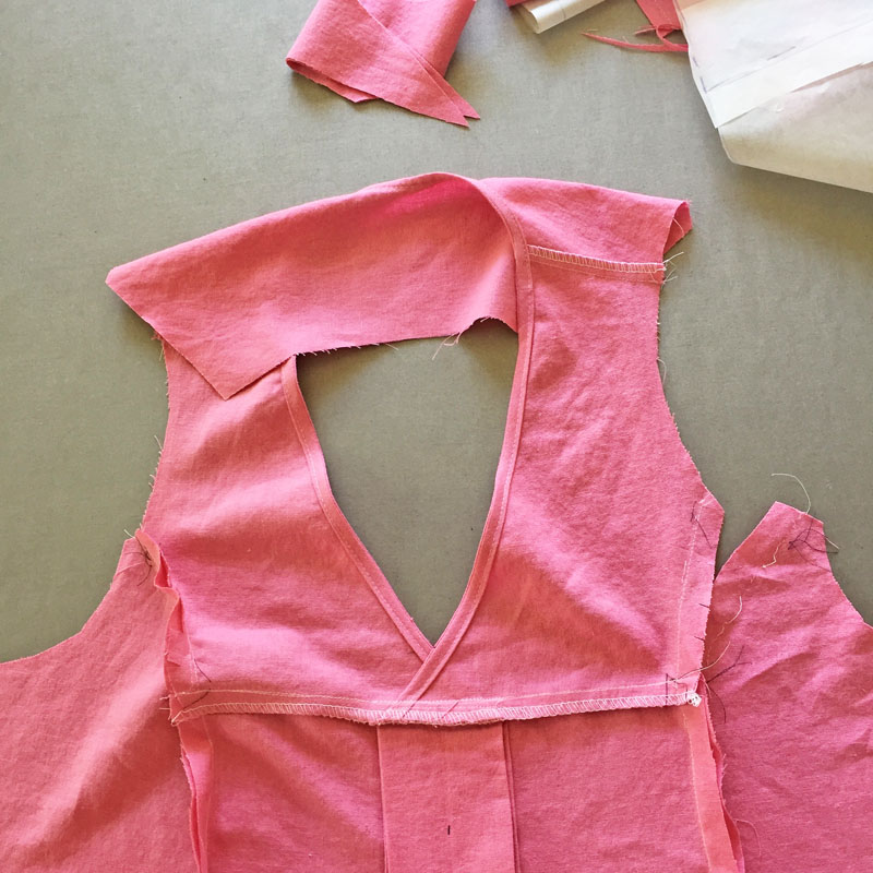 pink dress sample mistake on seaming