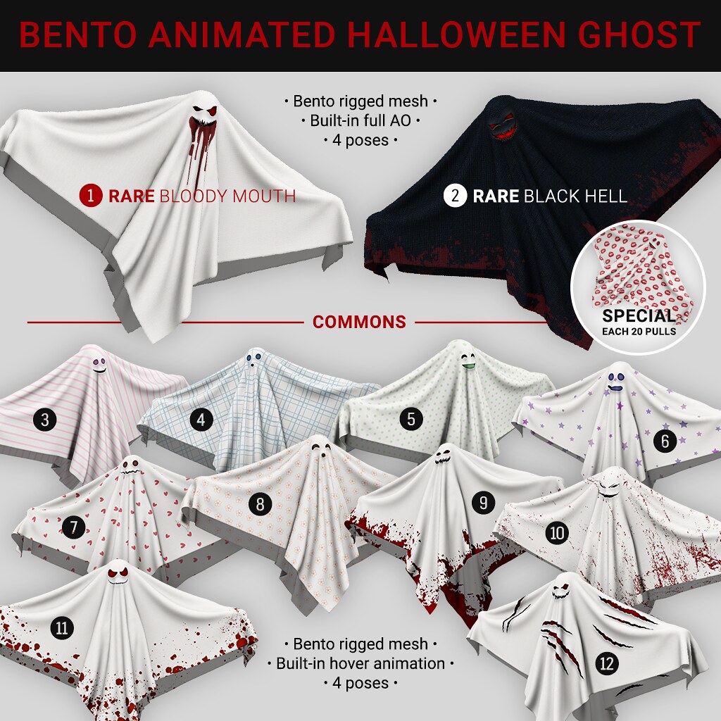 SEmotion Libellune Bento Rigged Animated Halloween Ghost Gacha Set