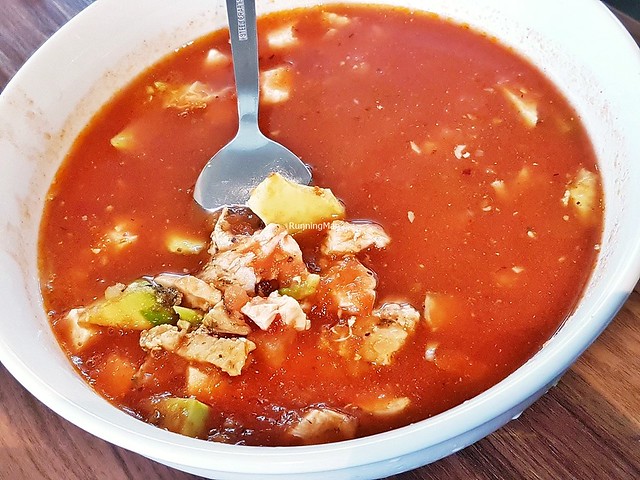 Tomato Soup With Chicken, Avocado, Lentils