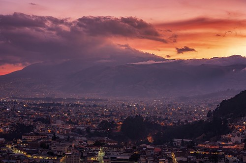 quito ecuador southamerica city cityscape mountains mountainrange sunset clouds skycolorful colorful landscape nopeople goldenhour