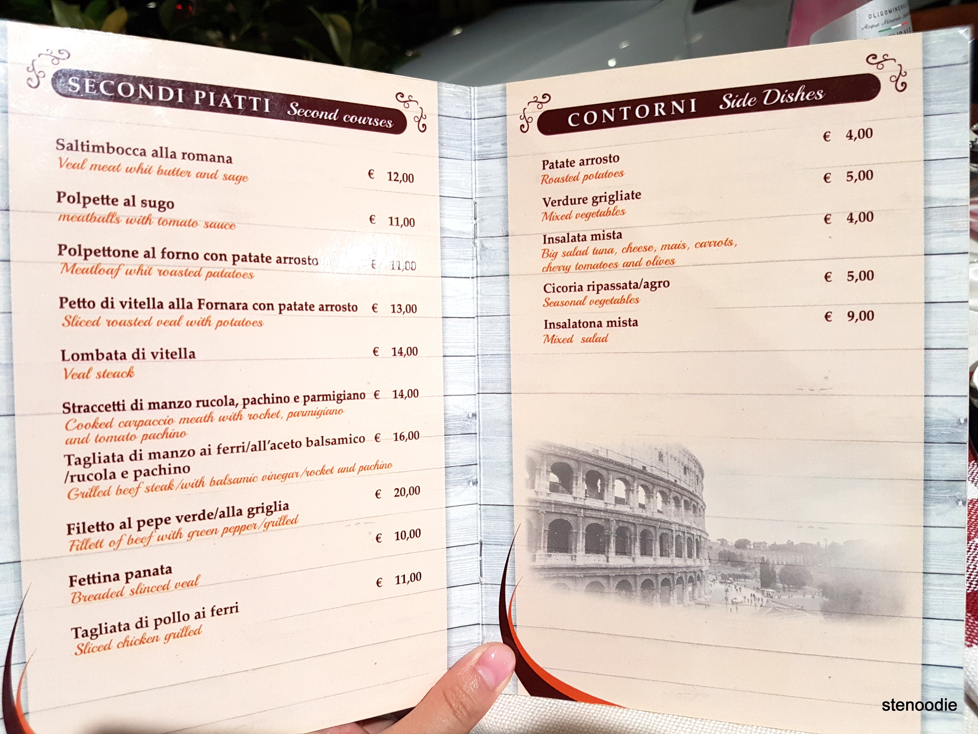 Trattoria Da Sora Gina menu and prices