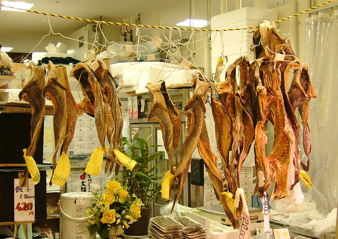 Preserved Codfish (Bodara), in Osaka Market, Japan. Photo taken by Sakurai Midori on December 18, 2005.