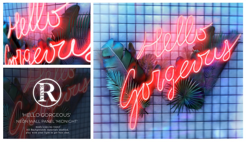 #selfie_RAMA – ‘Hello Gorgeous’ Neon Sign ‘Midnight’ @equal10