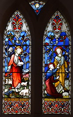Good Shepherd and Christ giving keys of heaven to St Peter (William Wailes? 1870s?)