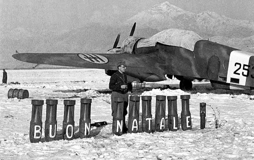 Merry Christmas! Written in bombs in an Italian airfield near Shkodër, Albania, December 1940 .